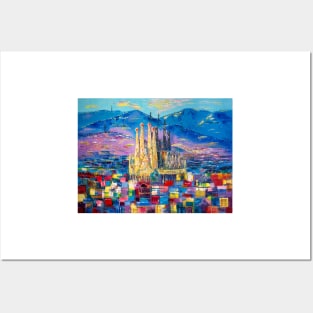 Barcelona In Evening Dress. La Sagrada Familia Posters and Art